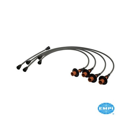 Câbles de bougies Silicone gris diamètre 7mm avec embouts bakélite marron